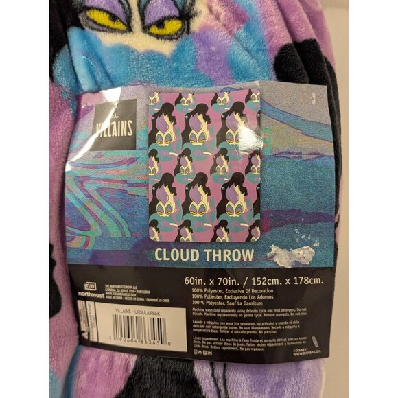 Disney Villains Ursula Cloud Throw Blanket 60"x70" Soft Plush Polyester Purple/B - Picture 3 of 3